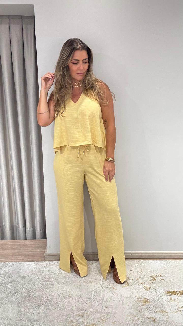 CONJUNTO CALÇA PANTALONA LINHO