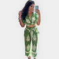CONJUNTO ESTAMPADO CALÇA PANTALONA E CROPPED